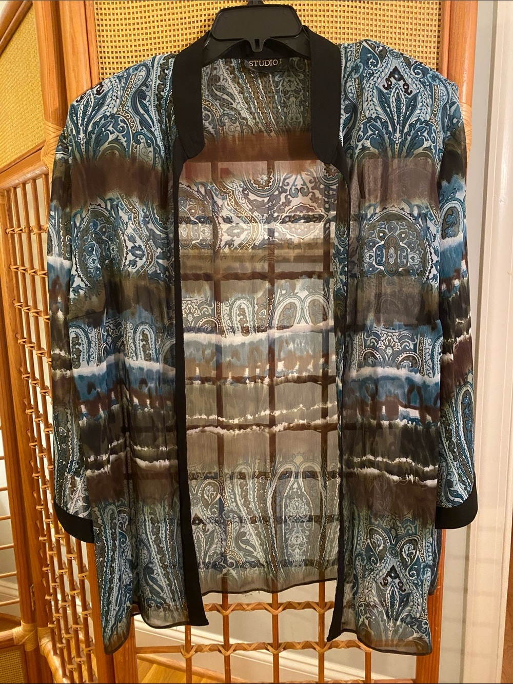 Studio I Paisley Print Blouse in Teal, Brown and Blue